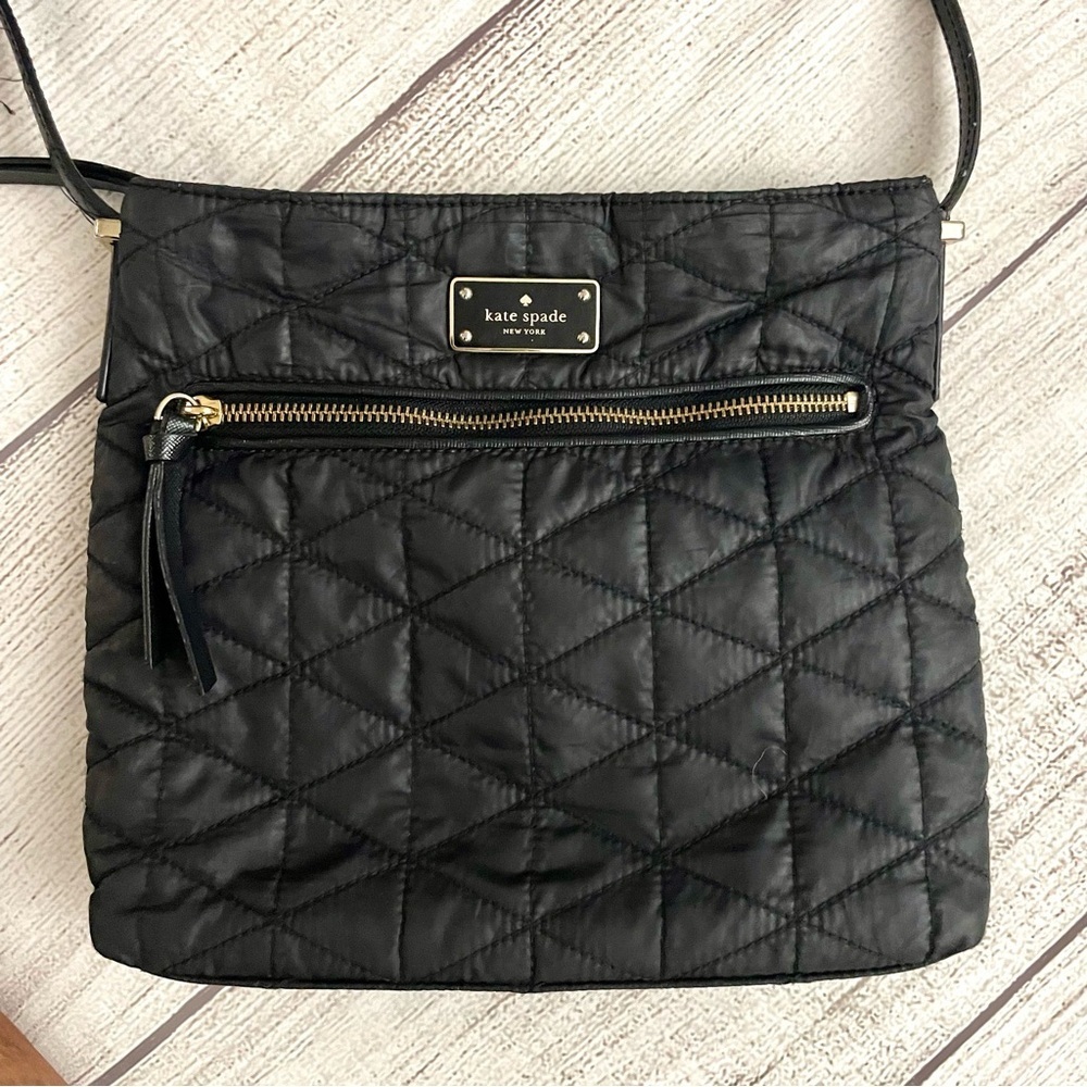 KATE SPADE Women’s Black Quilted Crossbody Bag Purse with Zipper SEE DESCRIPTION